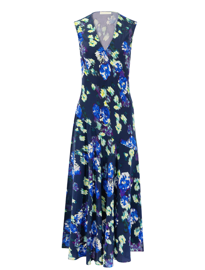 elowen silk dress in evening bloom