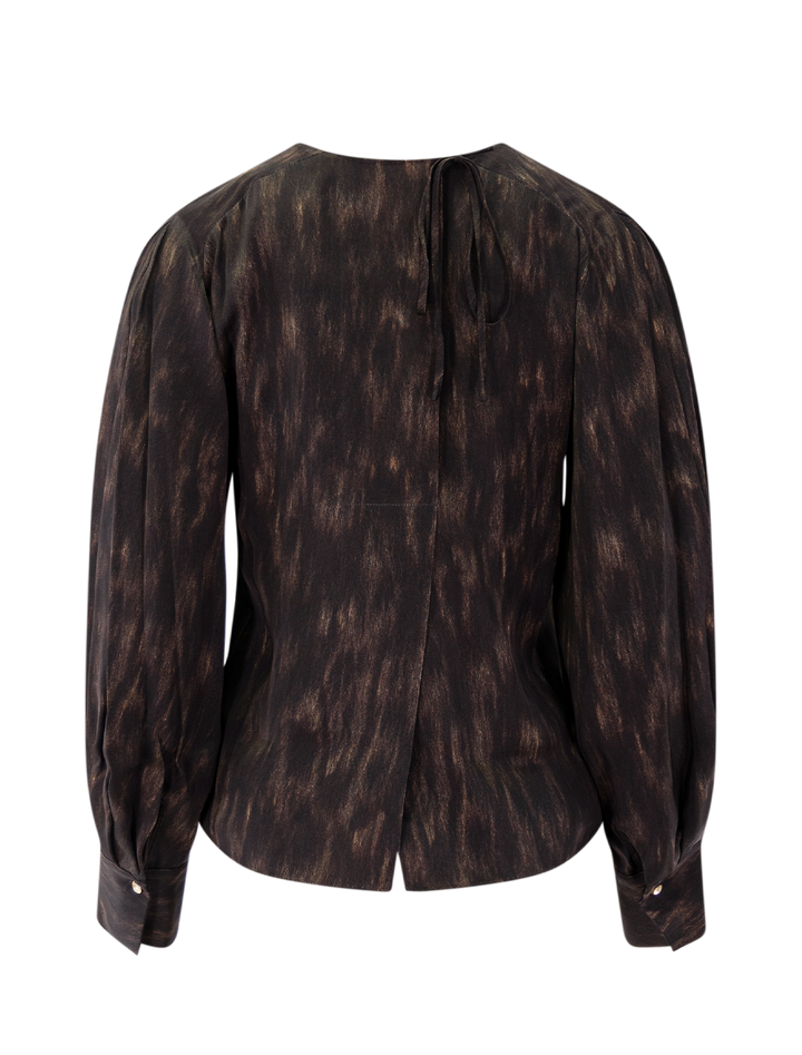 raglan tie neck top in cinderwood