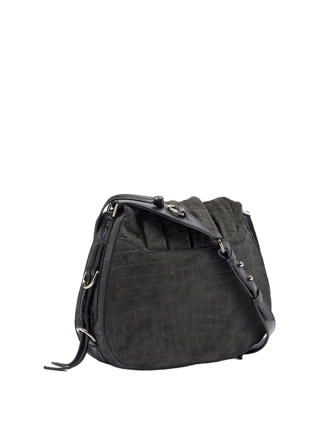 bolton bag in black croco suede