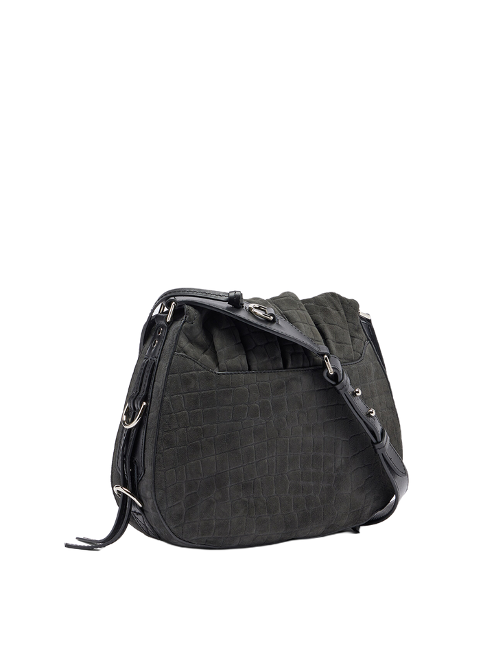 bolton bag in black croco suede
