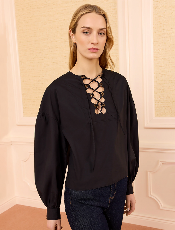 aria cotton top in noir