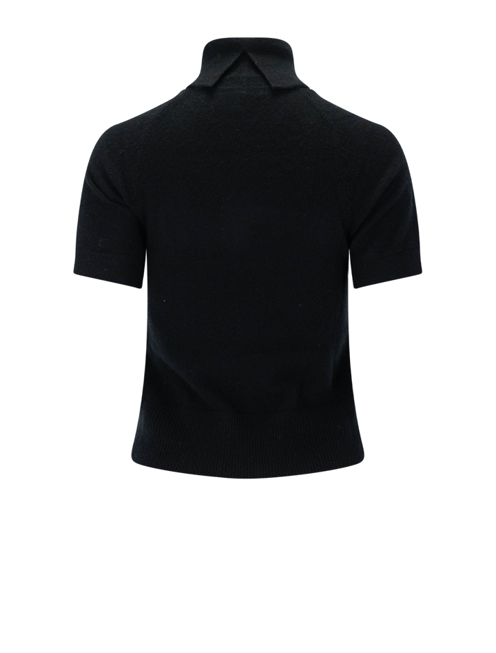 tori cashmere short sleeve turtleneck in black