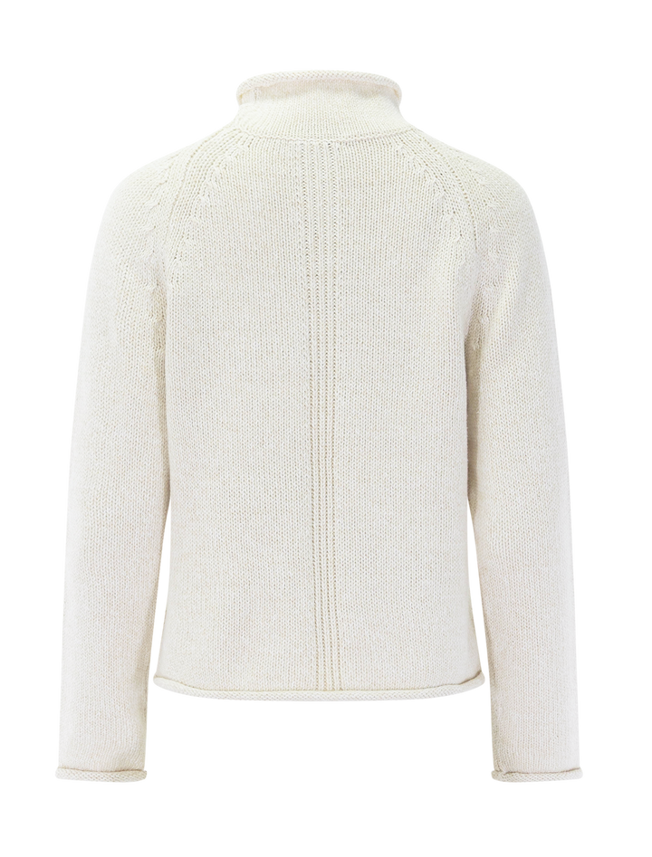 eastport cotton rollneck sweater in marled ivory