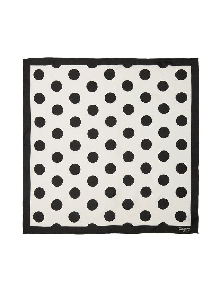 dandy dots silk bandana in black and white