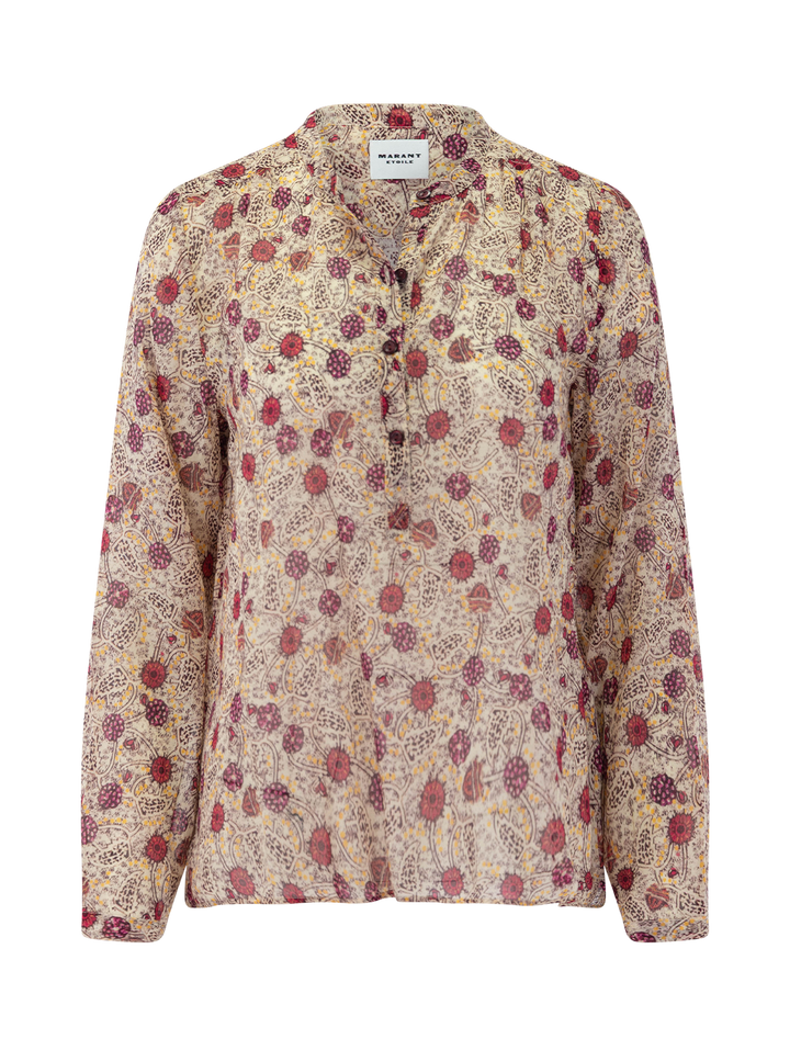 maria in ecru raspberry print