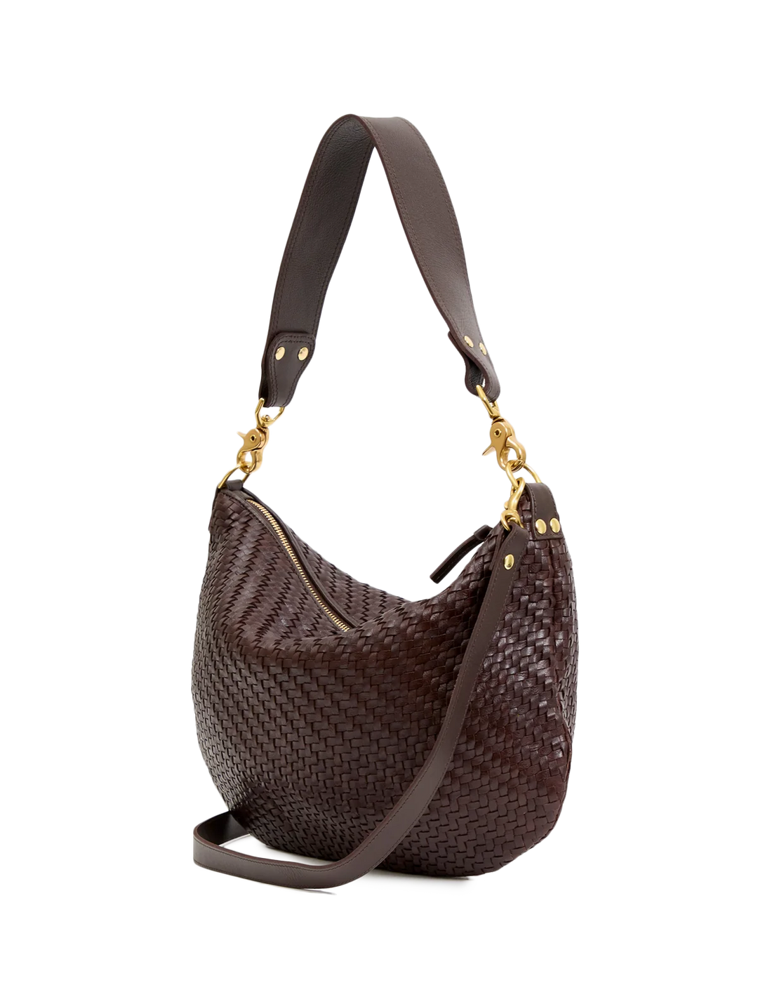 moyen messenger in chocolate woven zig zag