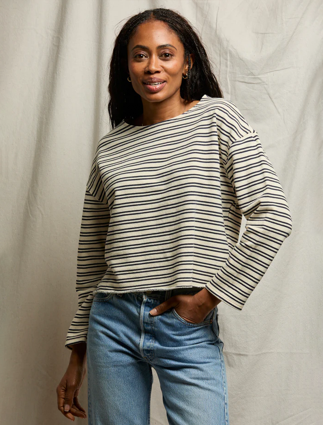 briana french terry tee in navy stripe