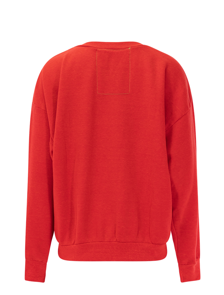 bolt stitch relaxed crew in red