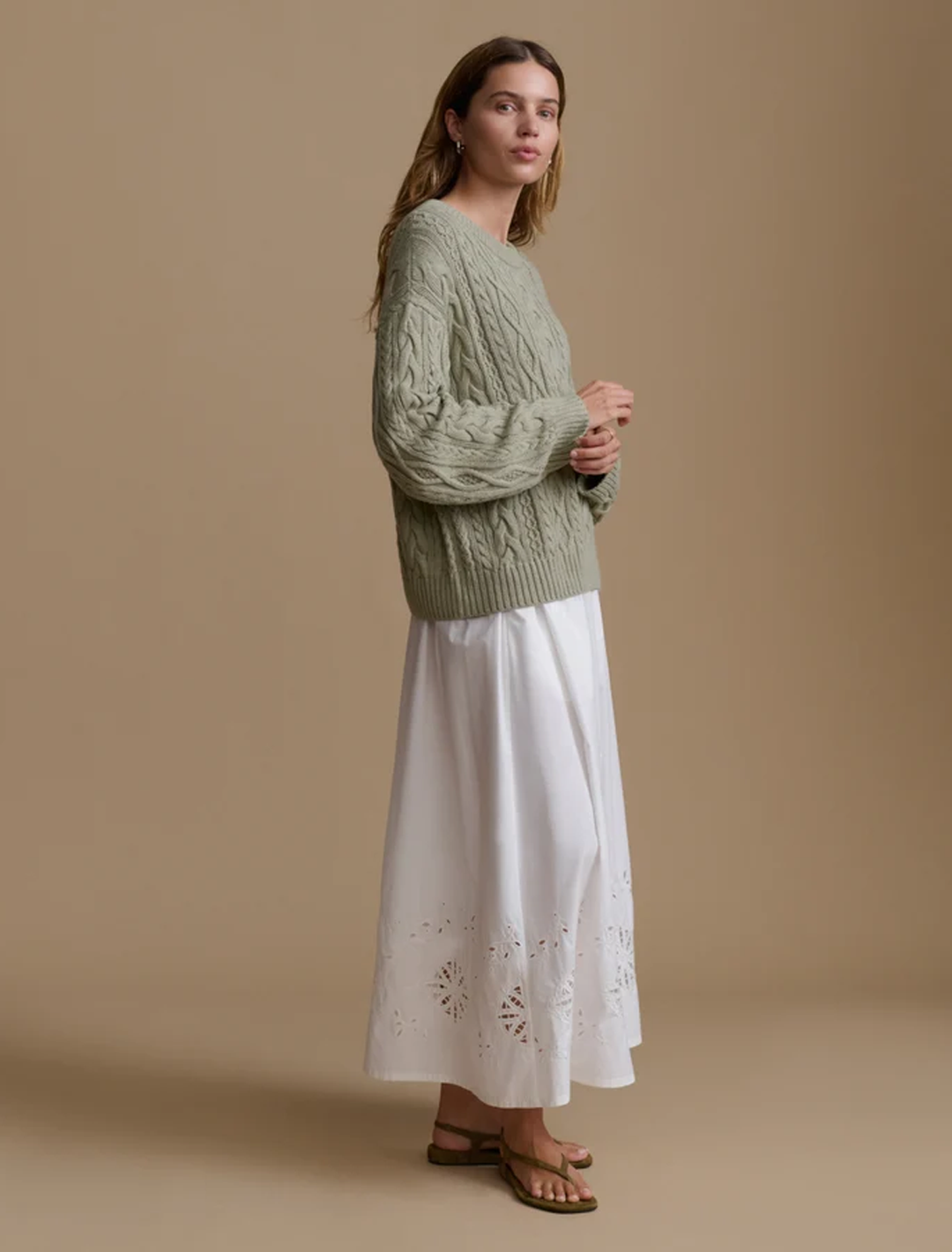 aire crewneck sweater in sage