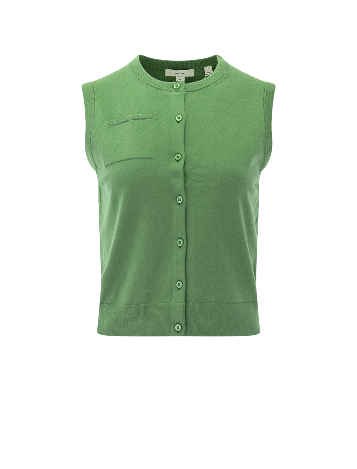 patch pocket cardi tank in garden