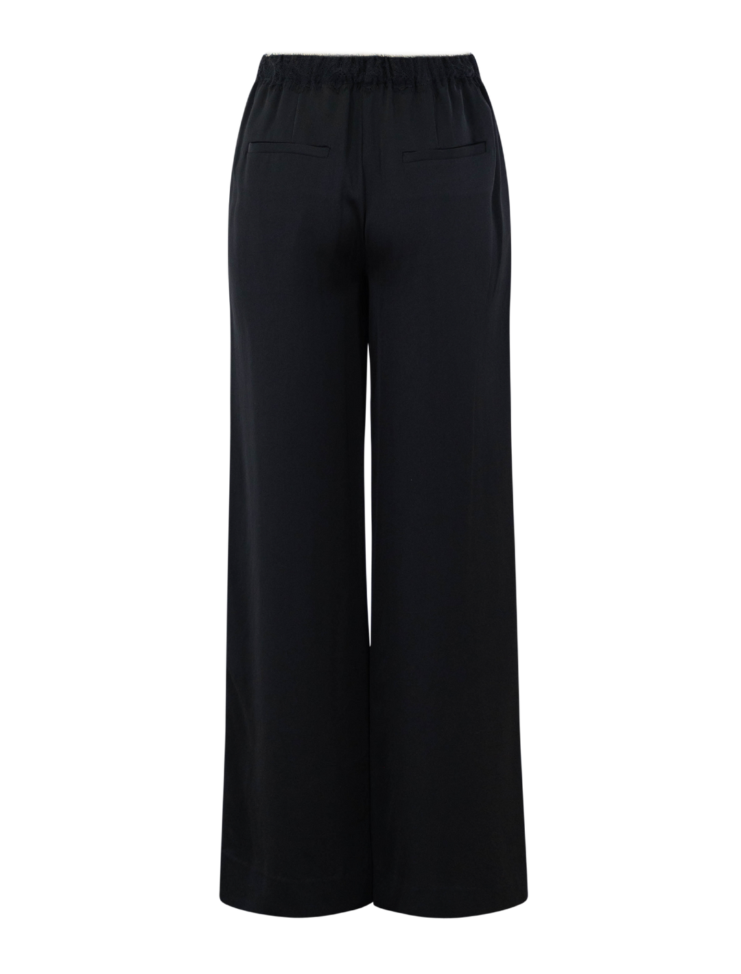 lace trim pants in black