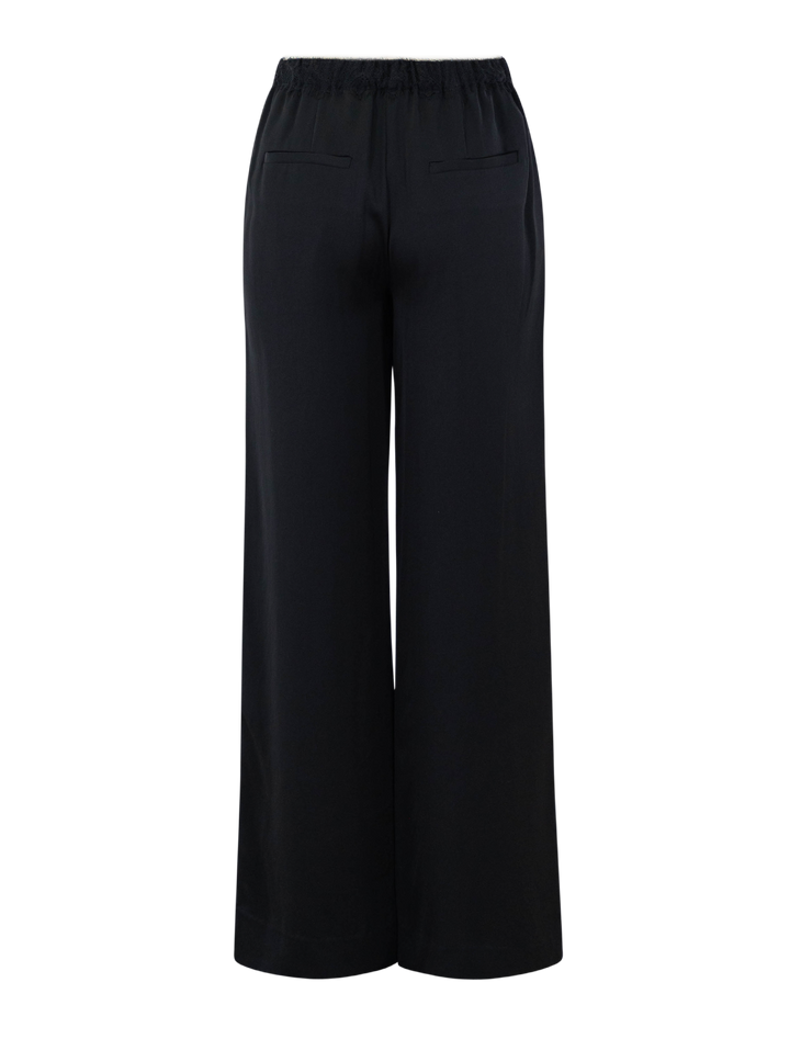 lace trim pants in black
