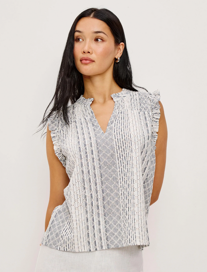 arlene top in striped eyelet