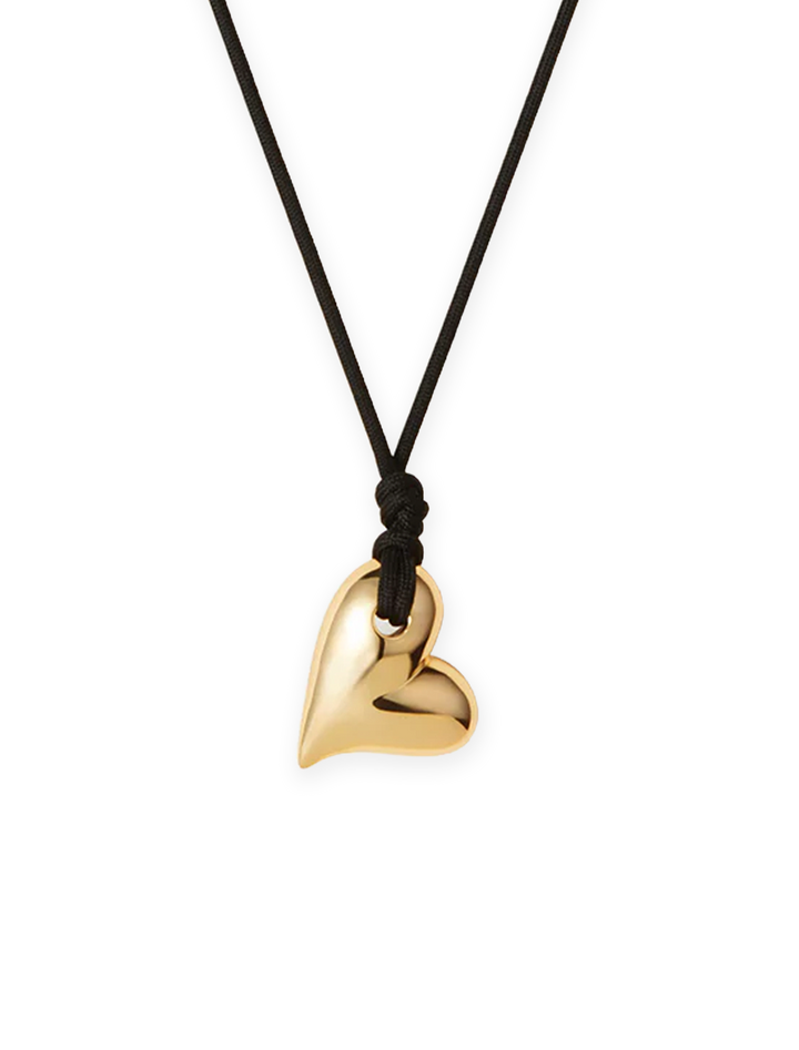 art heart on a string necklace in gold