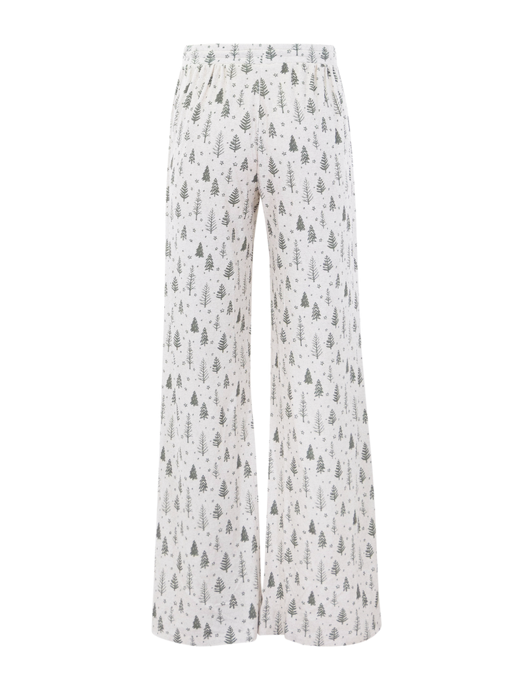 waffle thermal henley pj set in white fir trees