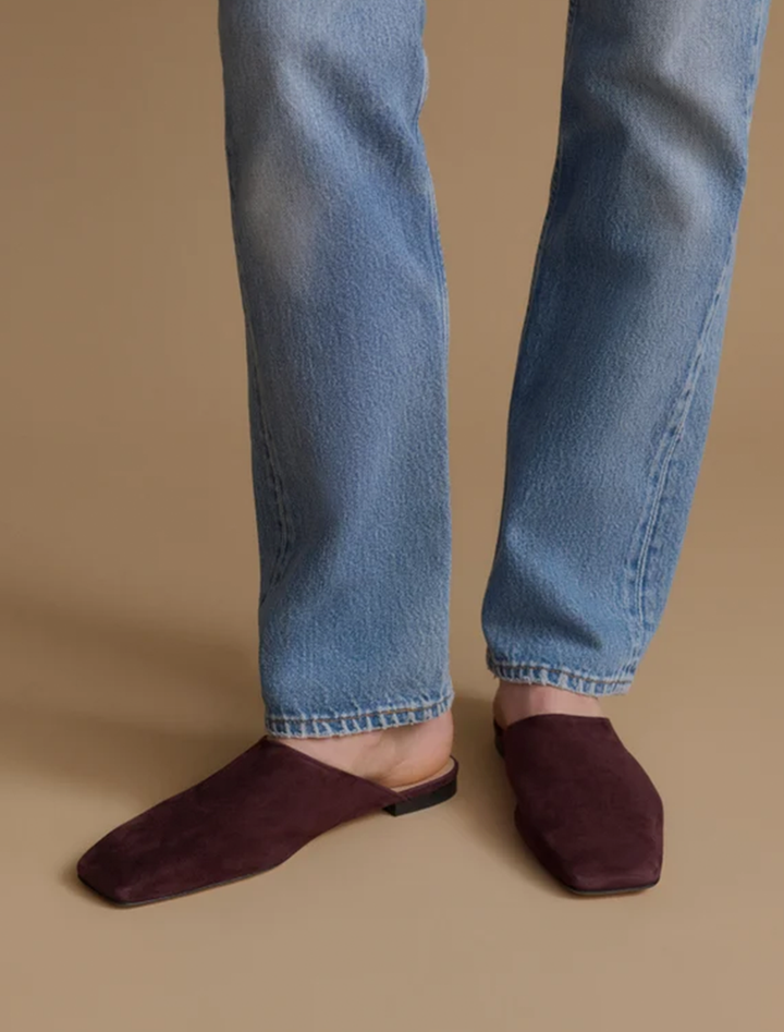 suede miller mule in wine