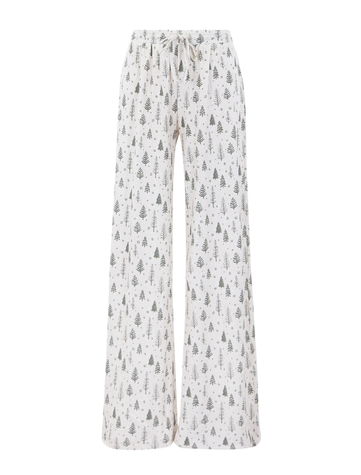 waffle thermal henley pj set in white fir trees