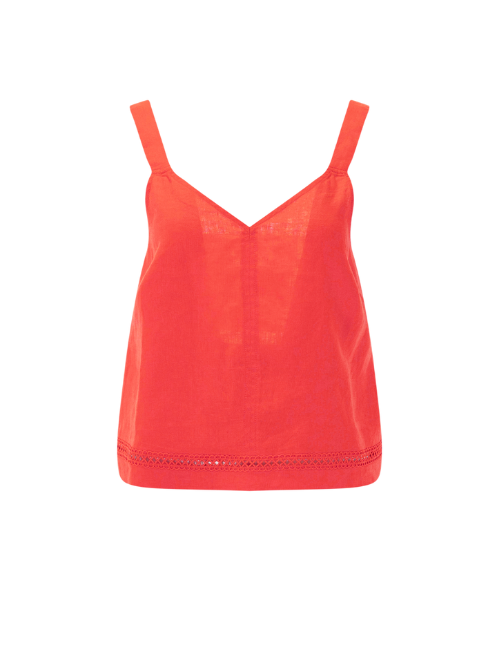 stella linen trim tank in scarlet