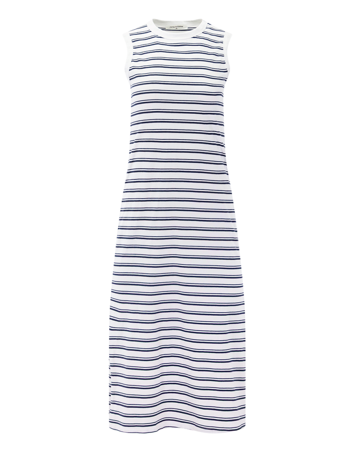 lanell cotton dress in navy stripe