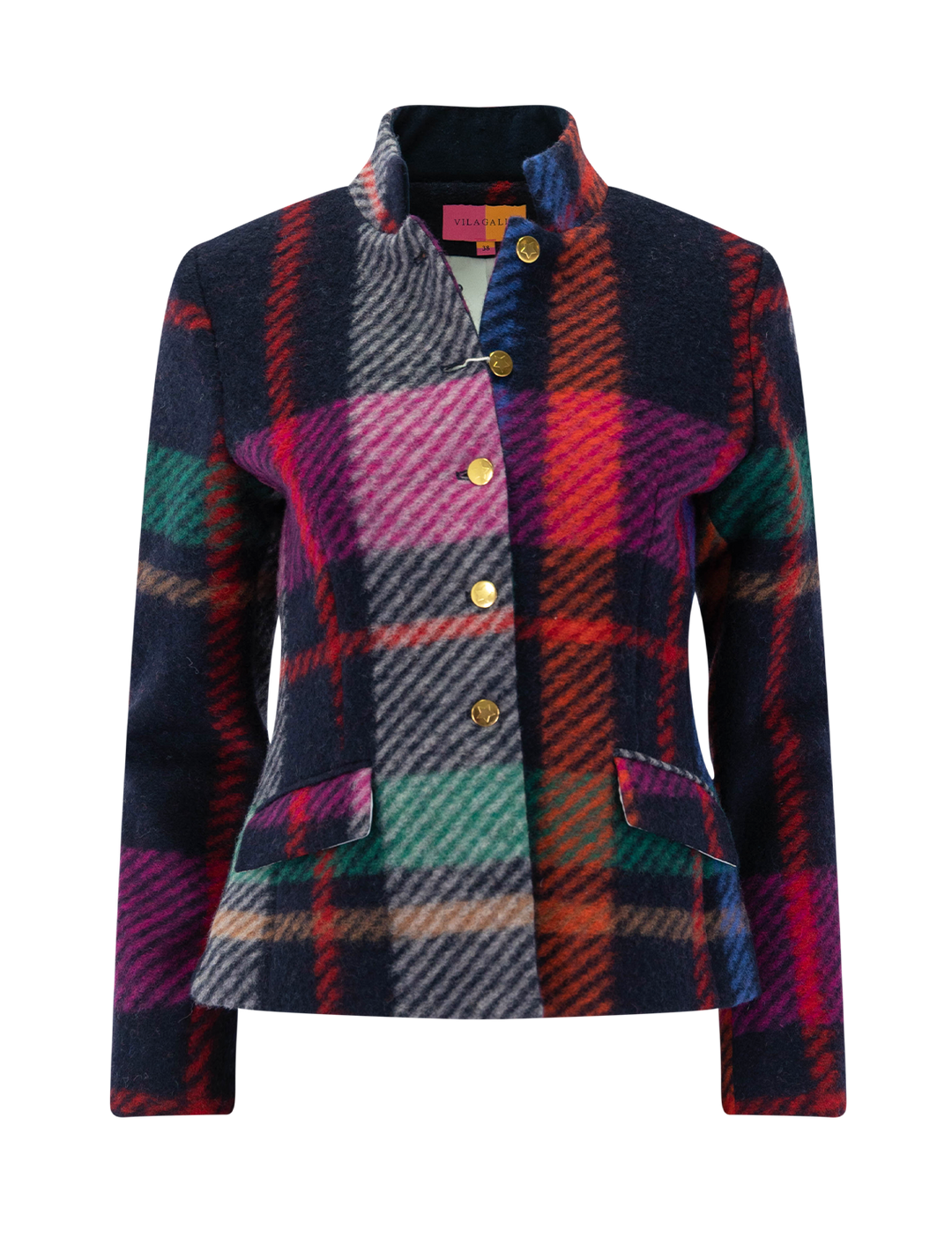 dori blazer in colorblock plaid