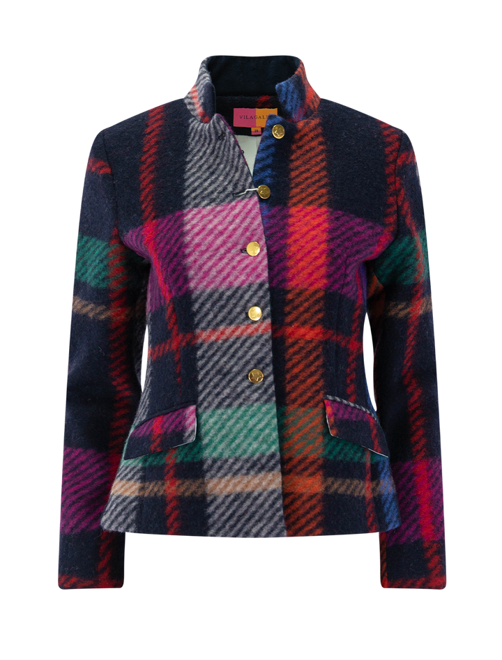 dori blazer in colorblock plaid