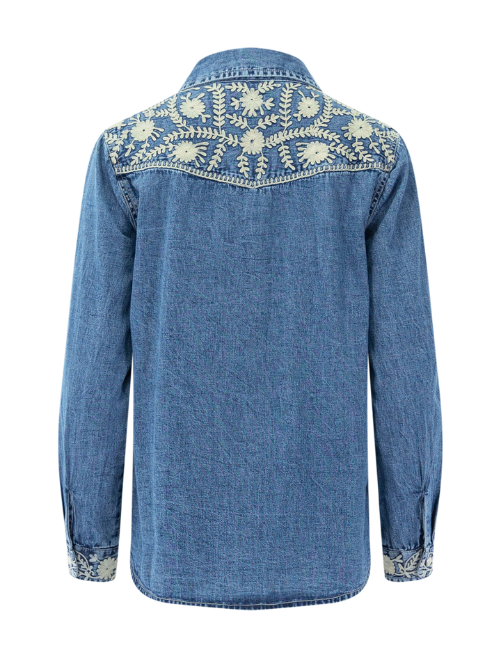 arizona embroidered top in blue haze