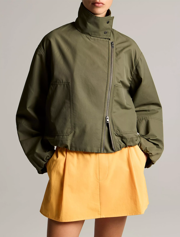 sculpted parachute jacket in pinegrove green