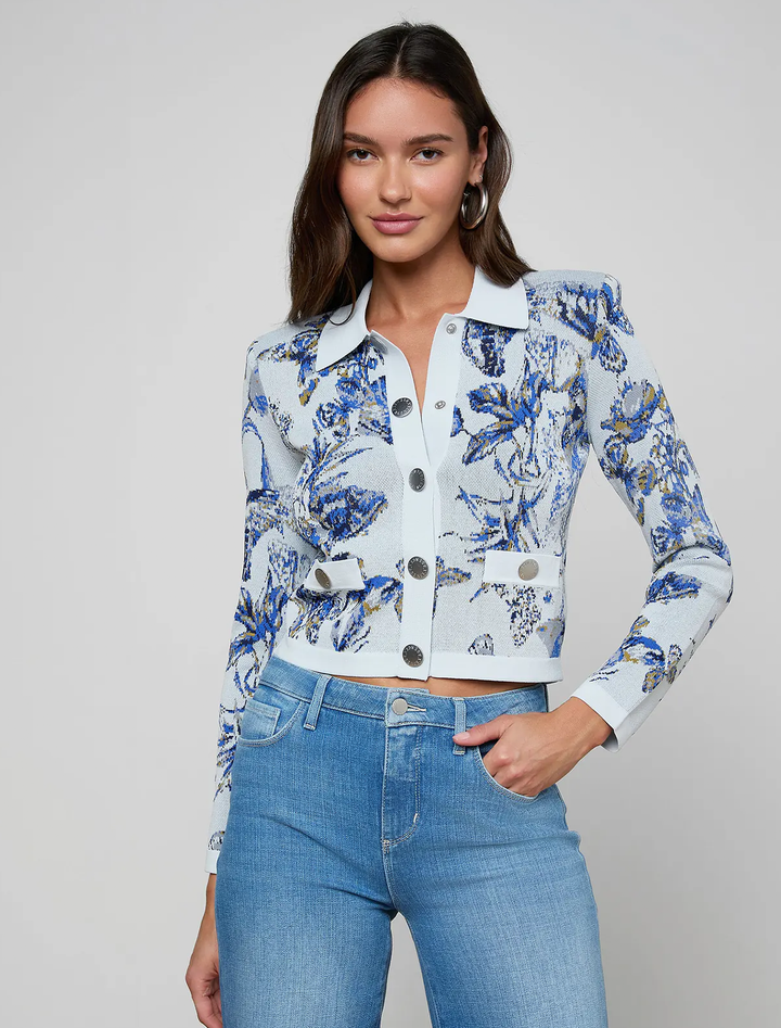 osiris jacquard cardi in watercolor butterfly