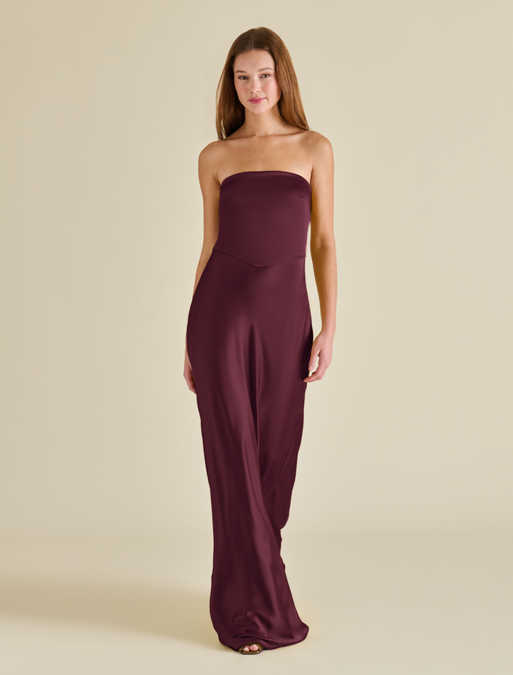 elaia dress in deep fig