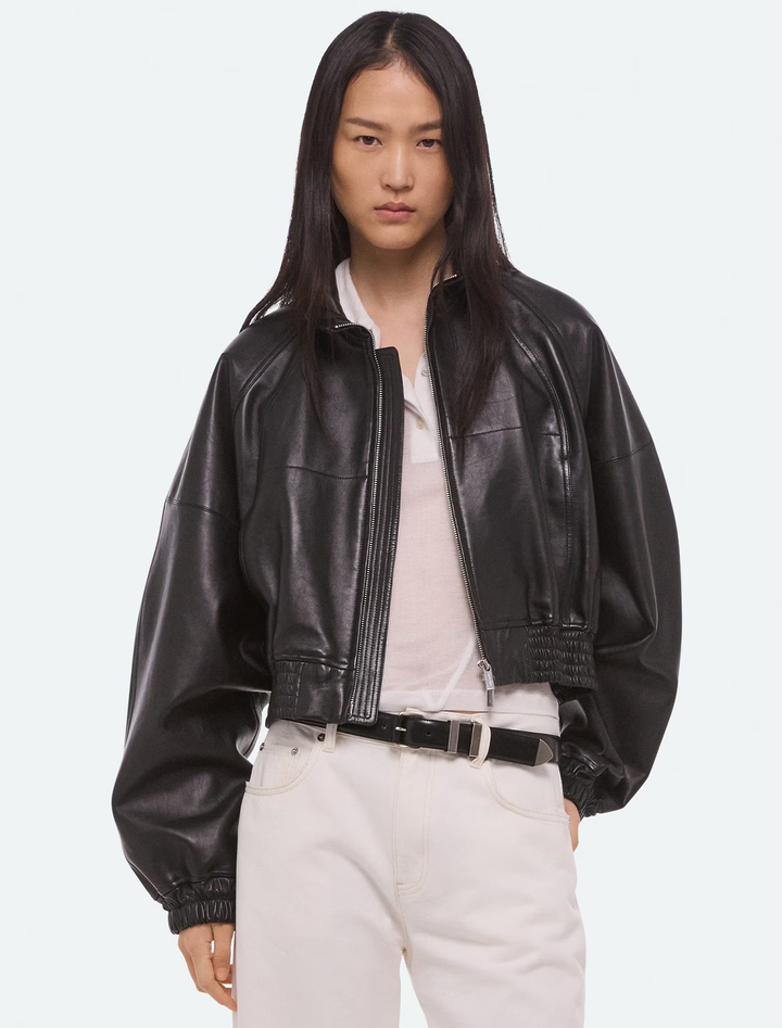 bonded leather bomber
