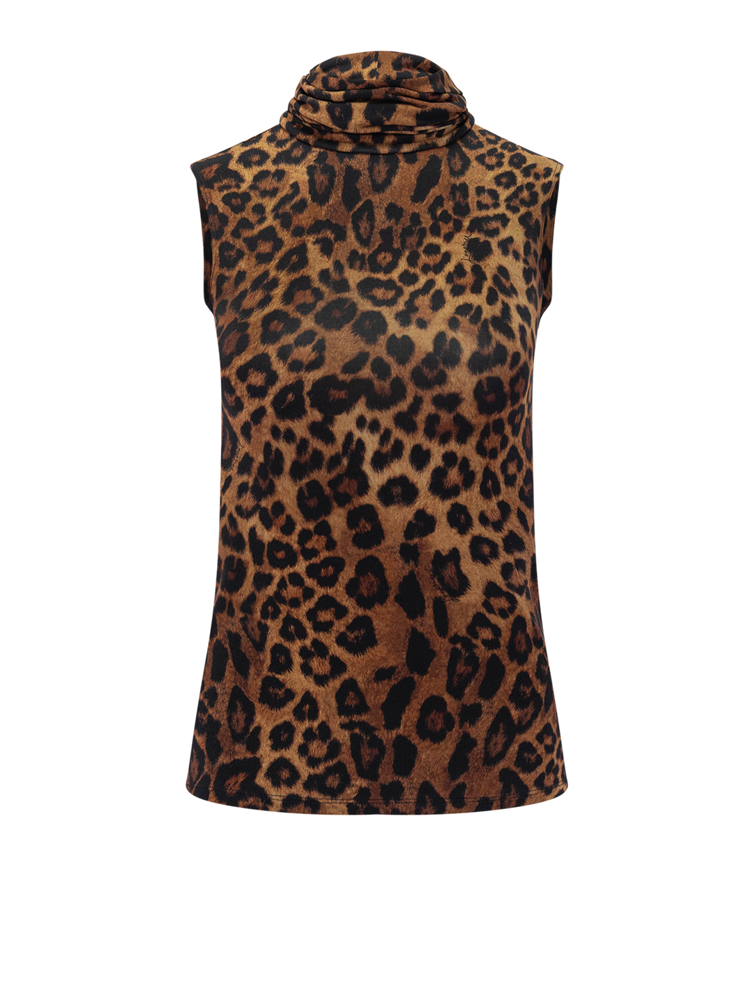 ceci sleeveless turtleneck in leopard