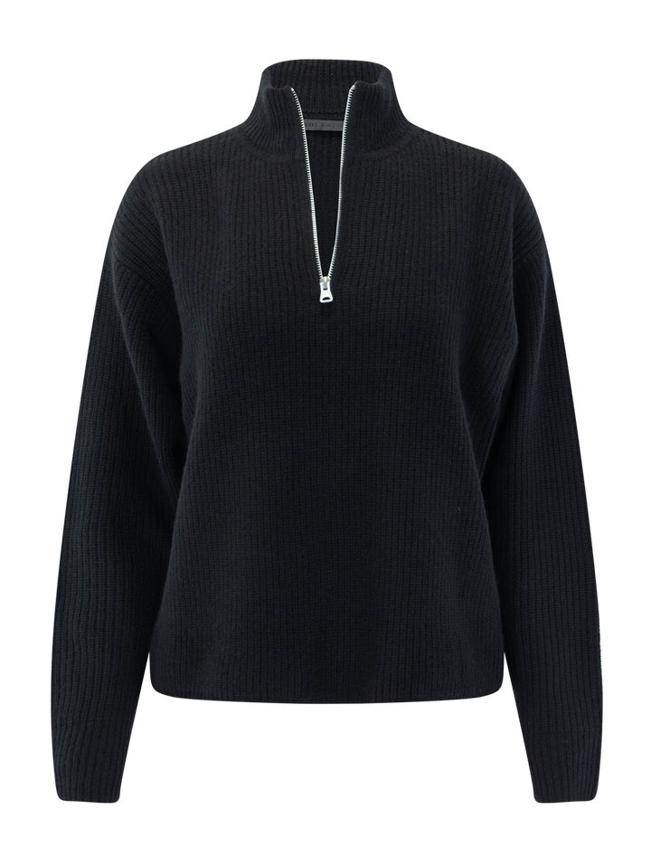 cashmere half zip in black
