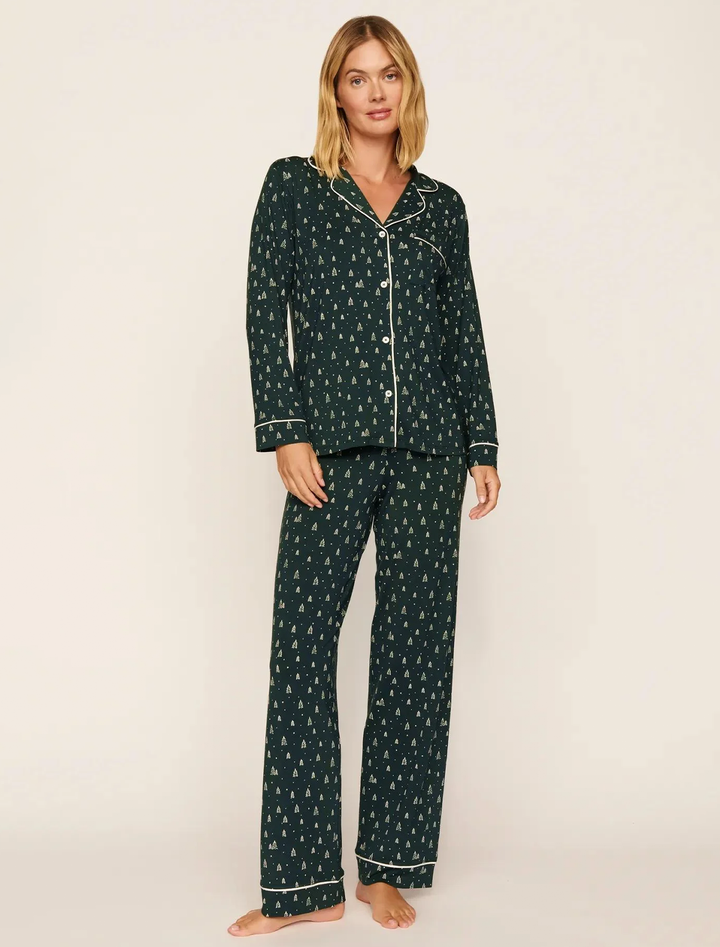 gisele long pj set in winter pine