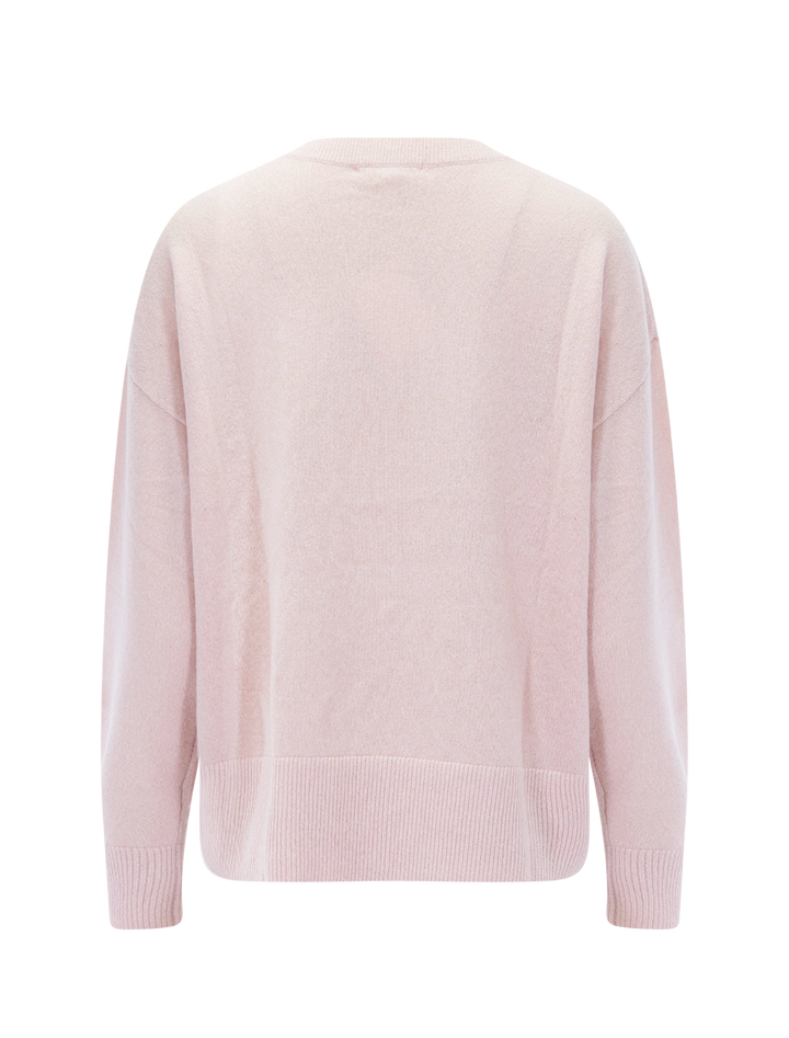 tori cashmere crewneck sweater in pink sparkle