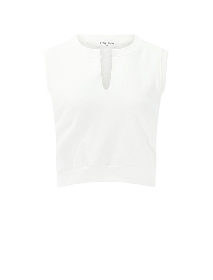 sloane terry split top in bright ivory