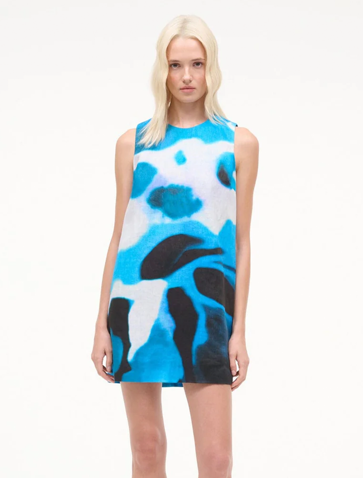 brea linen dress in blue haze
