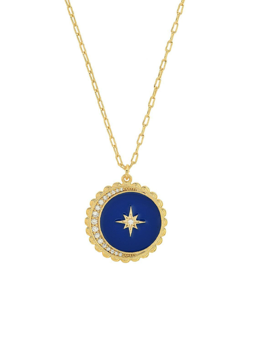 star and moon starburst coin necklace