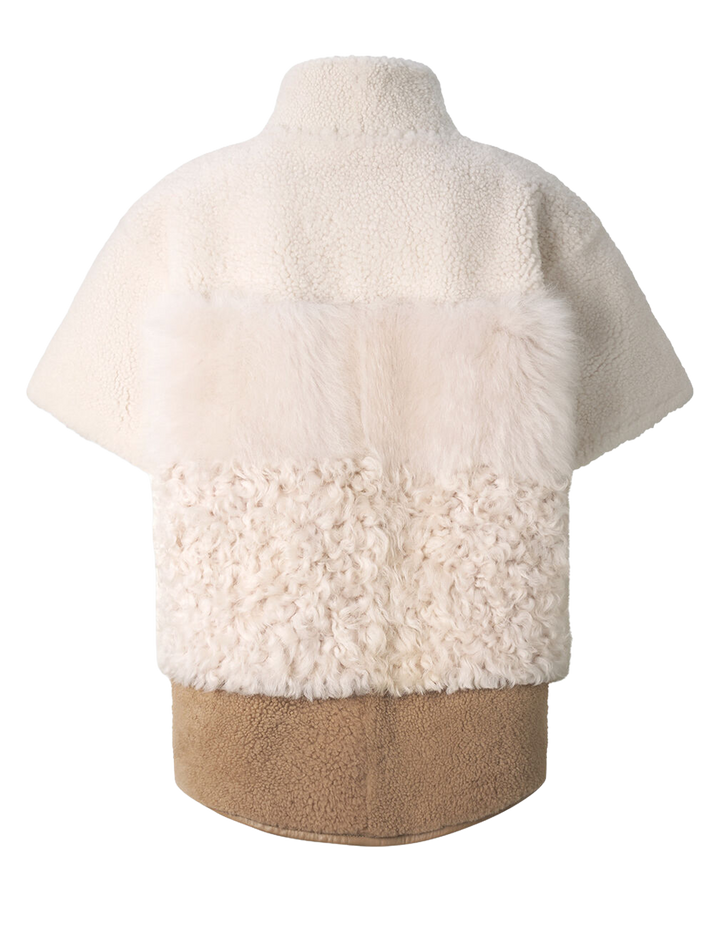 lexy lambskin jacket in cream and brown