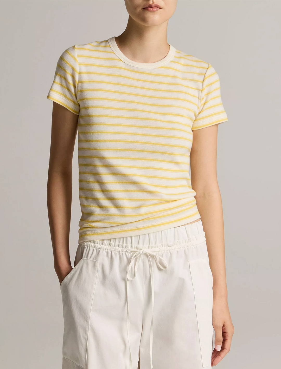 striped shrunken 90s tee in limone