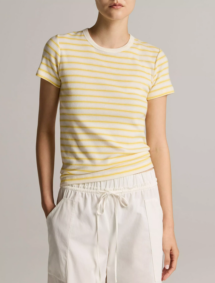 striped shrunken 90s tee in limone