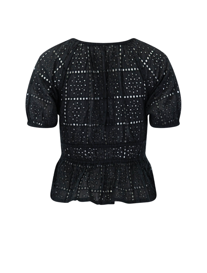 argenta top in black grid embroidery