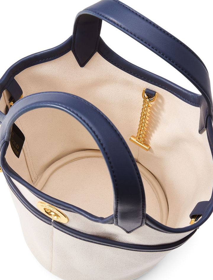 canvas anchor bag in navy and ecru
