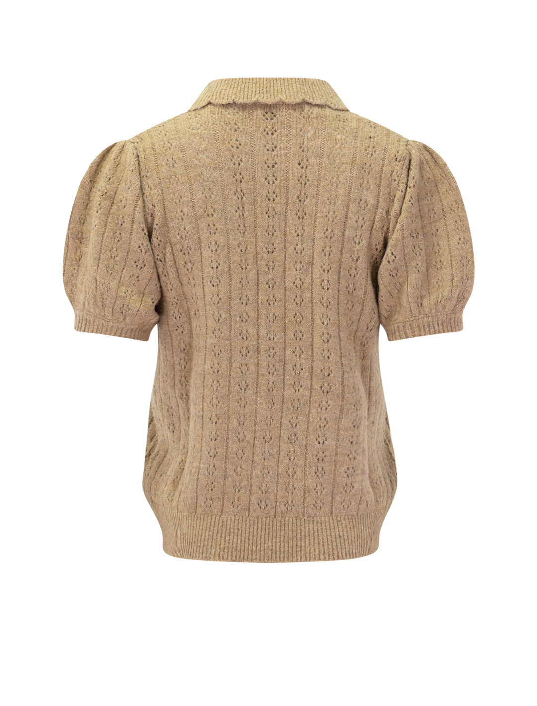 sophie pointelle polo in taupe