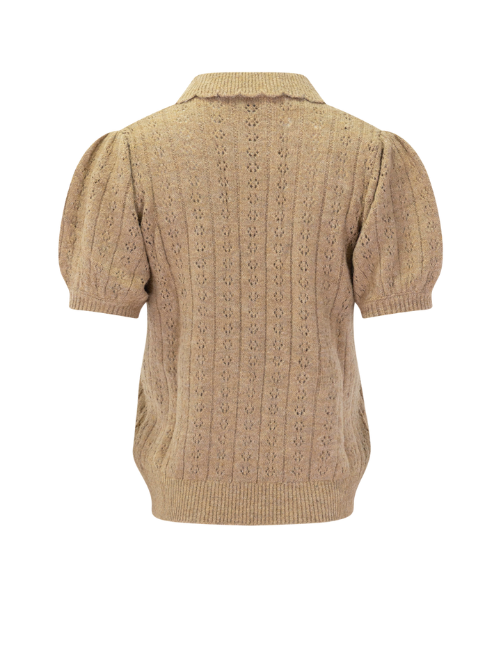 sophie pointelle polo in taupe