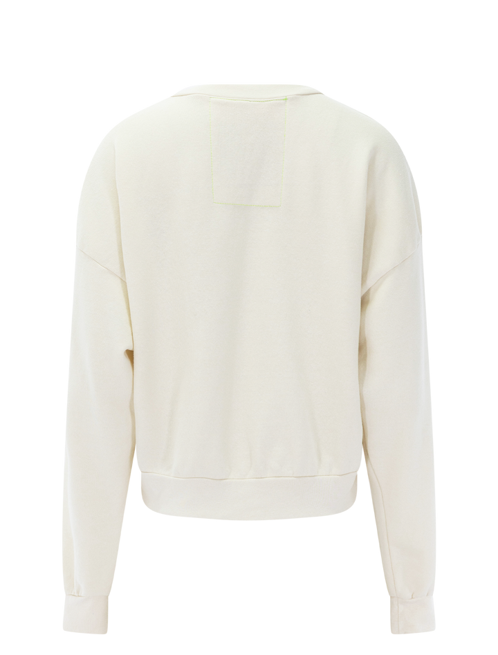 5 stripe crew sweatshirt in vintage white