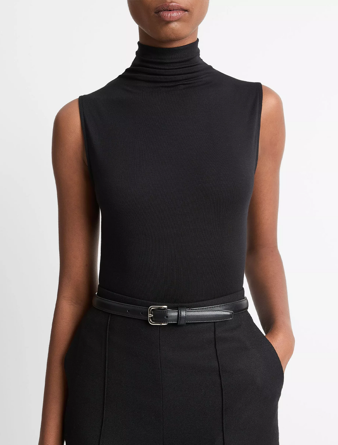 sleeveless turtleneck in black