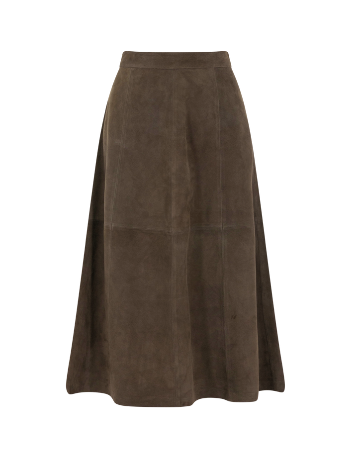 suede wolfe skirt in olive