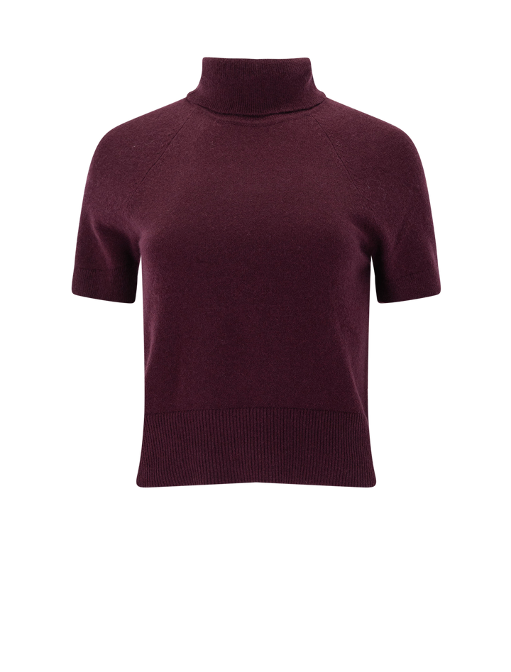 tori cashmere short sleeve sweater in merlot