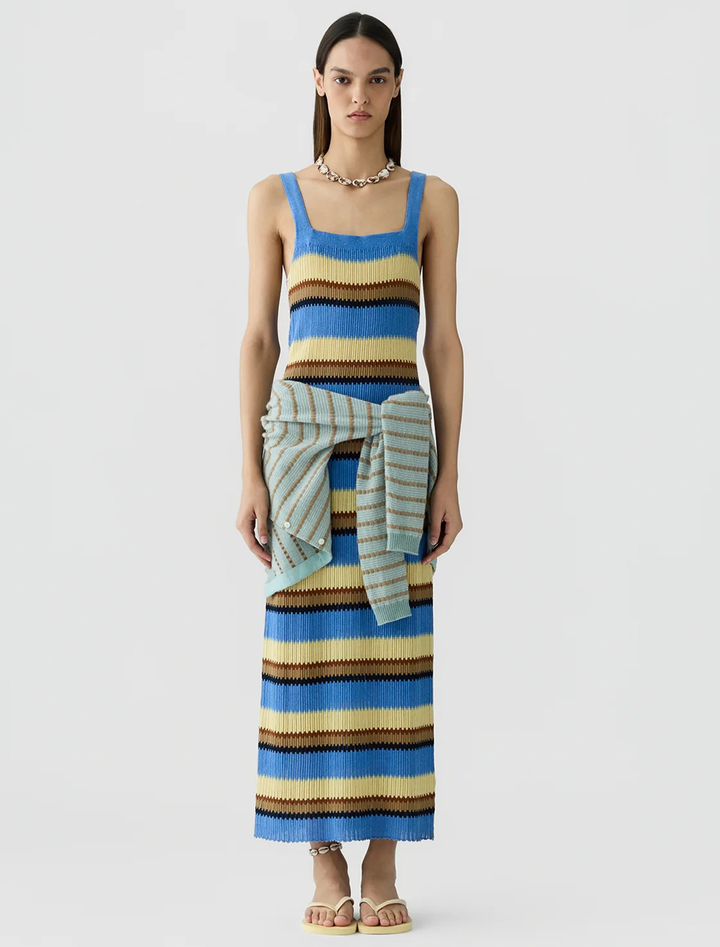 palazzo dress in delft blue