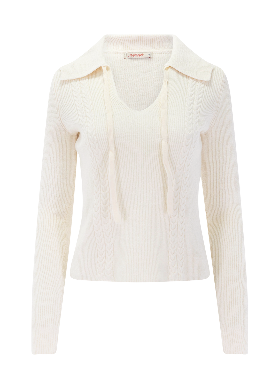 ivy cable knit polo in ivory